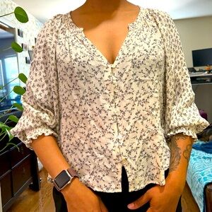Rails 3/4 sleeve blouse Mariah cream floral